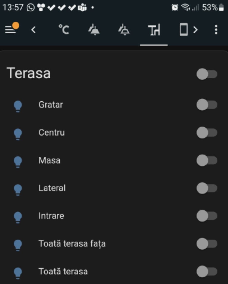 Aplicația: luminile terasei