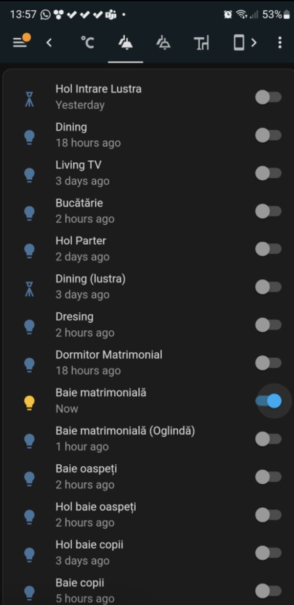 Aplicația: controlul manual al luminilor
